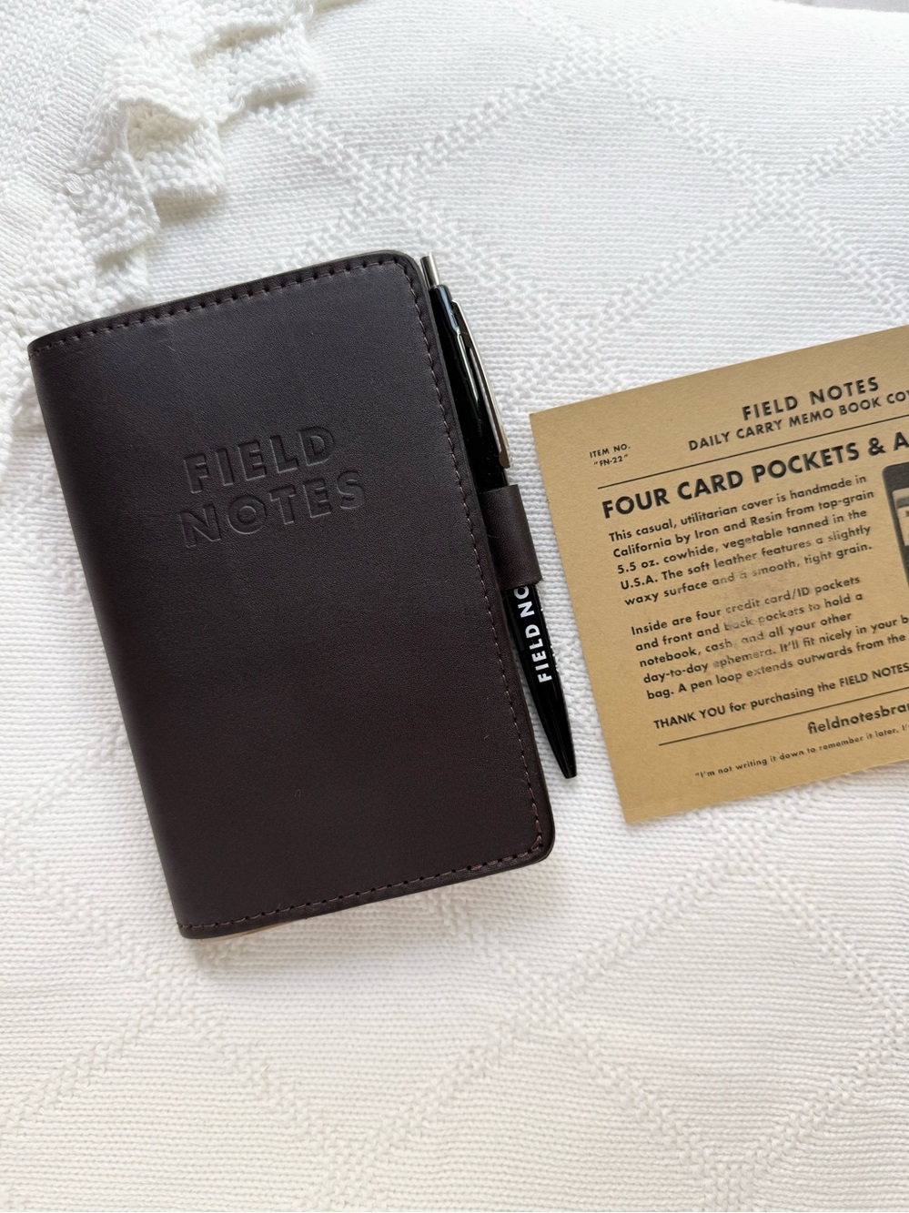 Field Notes Daily Carry Memo Book Cover Cowhide